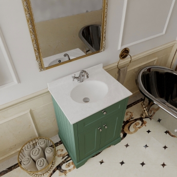 Hudson Reed Old London Floor Standing Vanity Unit with 1TH White Marble Top Basin 600mm Wide - Storm Grey