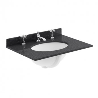 Hudson Reed Old London Floor Standing Vanity Unit with 3TH Black Marble Top Basin 600mm Wide - Twilight Blue