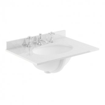 Hudson Reed Old London Floor Standing Vanity Unit with 3TH White Marble Top Basin 600mm Wide - Timeless Sand