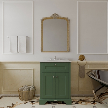 Hudson Reed Old London Floor Standing Vanity Unit with 3TH Grey Marble Top Basin 600mm Wide - Hunter Green