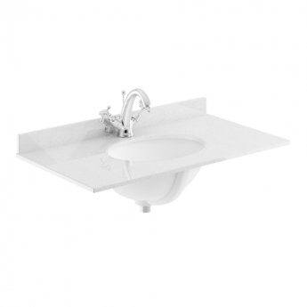 Hudson Reed Old London Floor Standing Vanity Unit with 1TH White Marble Top Basin 800mm Wide - Hunter Green