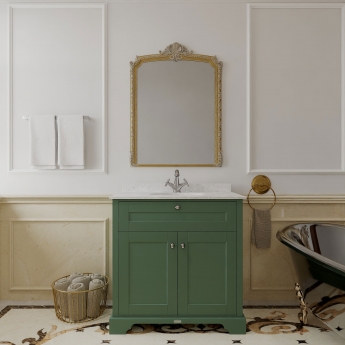 Hudson Reed Old London Floor Standing Vanity Unit with 1TH White Marble Top Basin 800mm Wide - Hunter Green