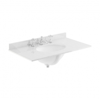 Hudson Reed Old London Floor Standing Vanity Unit with 3TH Grey Marble Top Basin 800mm Wide - Hunter Green