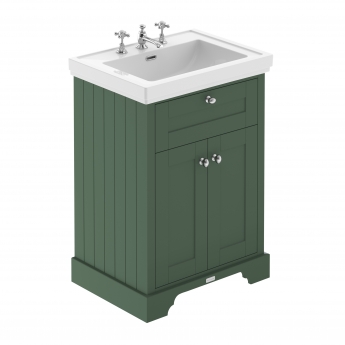 Hudson Reed Old London Floor Standing Vanity Unit with 3TH Classic Basin 600mm Wide - Hunter Green