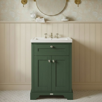Hudson Reed Old London Floor Standing Vanity Unit with 3TH Classic Basin 600mm Wide - Hunter Green