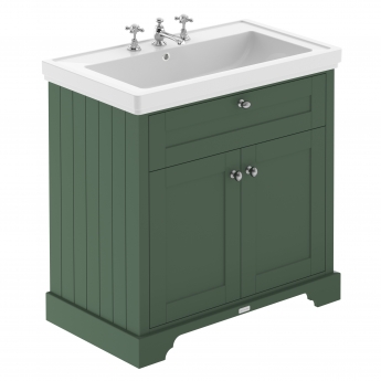 Hudson Reed Old London Floor Standing Vanity Unit with 3TH Classic Basin 800mm Wide - Hunter Green