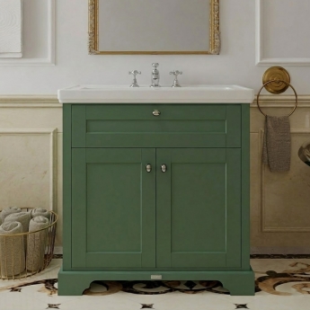 Hudson Reed Old London Floor Standing Vanity Unit with 3TH Classic Basin 800mm Wide - Hunter Green