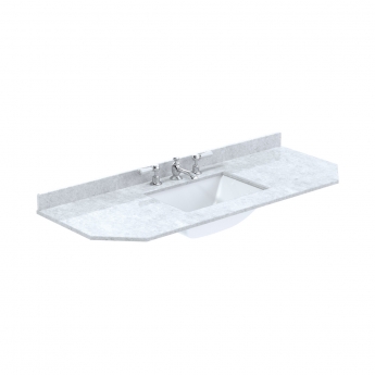 Hudson Reed Old London Angled Floor Standing Vanity Unit with 3TH White Marble Top Basin 1200mm Wide - Hunter Green