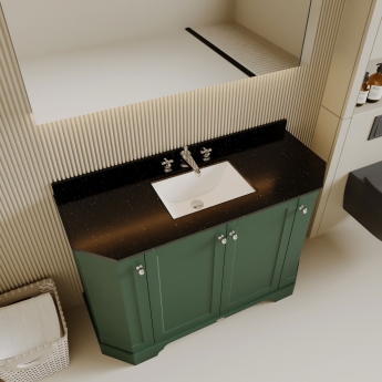 Hudson Reed Old London Angled Floor Standing Vanity Unit with 3TH Black Marble Top Basin 1200mm Wide - Twilight Blue