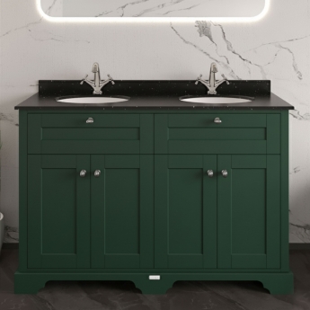 Hudson Reed Old London Floor Standing Vanity Unit with 1TH Black Marble Top Basin 1200mm Wide - Hunter Green