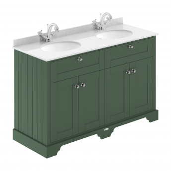 Hudson Reed Old London Floor Standing Vanity Unit with 1TH White Marble Top Basin 1200mm Wide - Hunter Green | Product Image