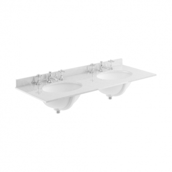 Hudson Reed Old London Floor Standing Vanity Unit with 3TH White Marble Top Basin 1200mm Wide - Storm Grey