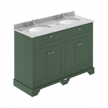 Hudson Reed Old London Floor Standing Vanity Unit with 3TH Grey Marble Top Basin 1200mm Wide - Hunter Green