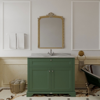 Hudson Reed Old London Floor Standing Vanity Unit with 1TH Grey Marble Top Basin 1000mm Wide - Hunter Green | Product Image