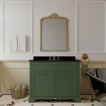 Hudson Reed Old London Floor Standing Vanity Unit with 3TH Black Marble Top Basin 1000mm Wide - Hunter Green | Product Image