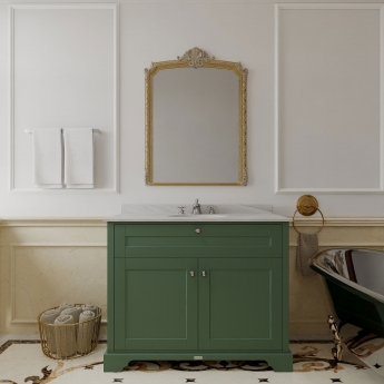 Hudson Reed Old London Floor Standing Vanity Unit with 3TH Grey Marble Top Basin 1000mm Wide - Hunter Green | Product Image