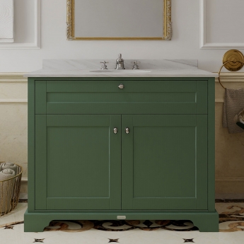 Hudson Reed Old London Floor Standing Vanity Unit with 3TH Grey Marble Top Basin 1000mm Wide - Hunter Green