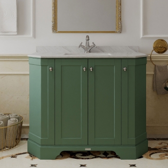 Hudson Reed Old London Angled Floor Standing Vanity Unit with 1TH Grey Marble Top Basin 1000mm Wide - Hunter Green