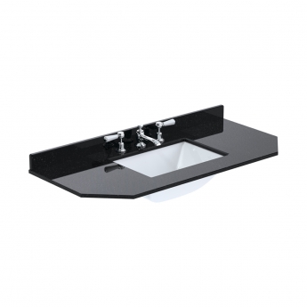 Hudson Reed Old London Angled Floor Standing Vanity Unit with 3TH Black Marble Top Basin 1200mm Wide - Twilight Blue