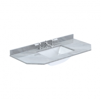 Hudson Reed Old London Angled Floor Standing Vanity Unit with 3TH Grey Marble Top Basin 1200mm Wide - Hunter Green