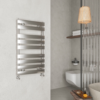 Nuie Piazza Flat Panel Heated Towel Rail 950mm H x 500mm W - Chrome
