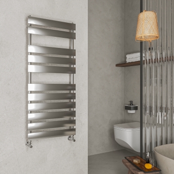 Nuie Piazza Flat Panel Heated Towel Rail 1200mm H x 500mm W - Chrome