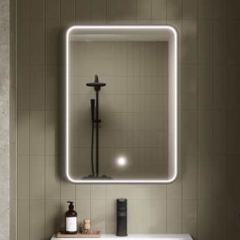 Hudson Reed Pictor Black Framed Bathroom Mirror with Touch Sensor 700mm H x 500mm W