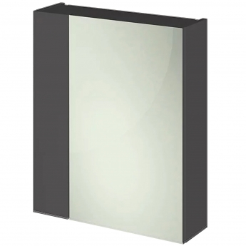 Hudson Reed Fusion Mirrored Bathroom Cabinet (75/25) 600mm Wide - Gloss Grey