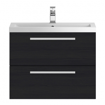 Hudson Reed Quartet Vanity Unit with Basin 720mm Wide Wall Mounted - Charcoal Black Woodgrain