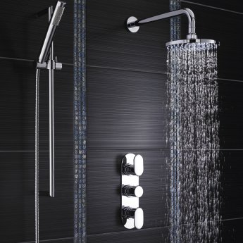 Hudson Reed Reign Round Concealed Shower Valve Triple Handle - Chrome