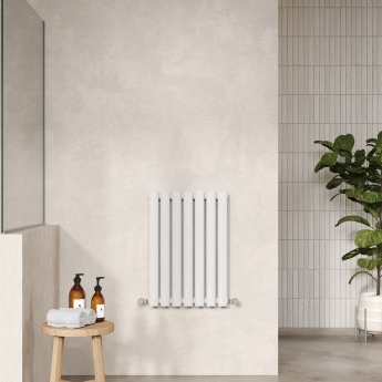 Hudson Reed Revive Single Designer Horizontal Radiator 600mm H x 412mm W - High Gloss White