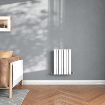 Delphi Ellipse Single Horizontal Designer Radiator 600mm H x 412mm W - Gloss White | Product Image