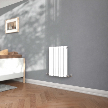 Delphi Ellipse Double Horizontal Designer Radiator 600mm H x 412mm W - Gloss White | Product Image