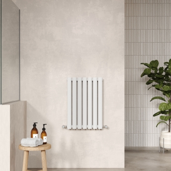 Hudson Reed Revive Double Designer Horizontal Radiator 600mm H x 412mm W - High Gloss White