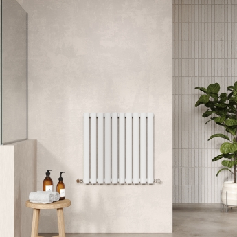 Hudson Reed Revive Single Designer Horizontal Radiator 600mm H x 586mm W - High Gloss White