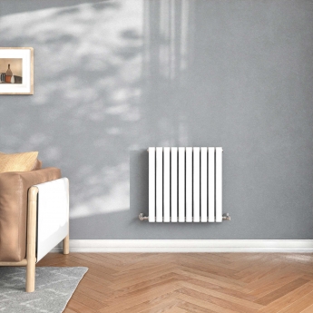 Delphi Ellipse Double Horizontal Designer Radiator 600mm H x 586mm W - Gloss White | Product Image