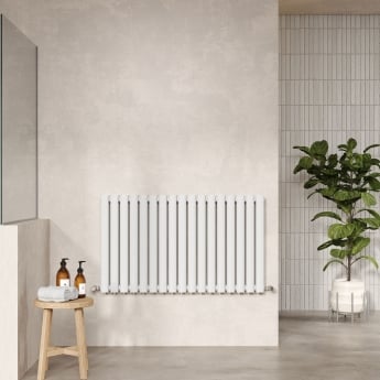 Hudson Reed Revive Double Designer Horizontal Radiator 600mm H x 992mm W - High Gloss White