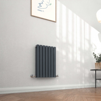 Delphi Ellipse Double Horizontal Designer Radiator 600mm H x 412mm W - Anthracite | Product Image
