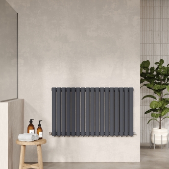 Hudson Reed Revive Double Designer Horizontal Radiator 600mm H x 992mm W - Anthracite