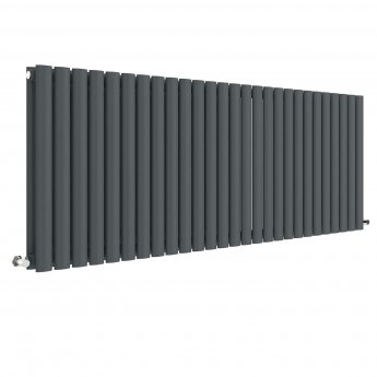 Hudson Reed Revive Double Designer Horizontal Radiator 600mm H x 1572mm W - Anthracite