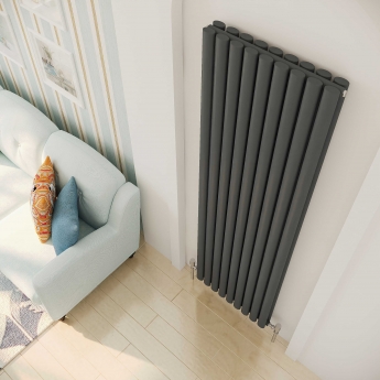 Hudson Reed Revive Double Designer Vertical Radiator 1800mm H x 528mm W - Anthracite