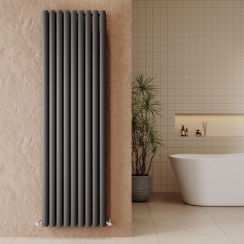 Hudson Reed Revive Double Designer Vertical Radiator 1800mm H x 528mm W - Anthracite