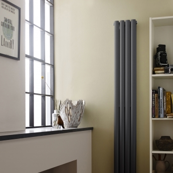 Hudson Reed Revive Double Designer Vertical Radiator 1800mm H x 237mm W - Anthracite