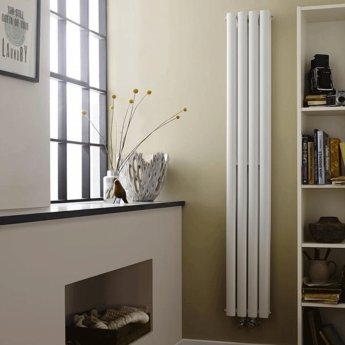 Hudson Reed Revive Space-Saving Double Designer Vertical Radiator 1800mm H x 237mm W - High Gloss White
