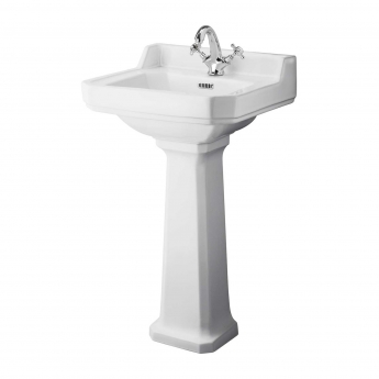 Hudson Reed Richmond Basin with Full Pedestal 500mm Wide - 1 Tap Hole