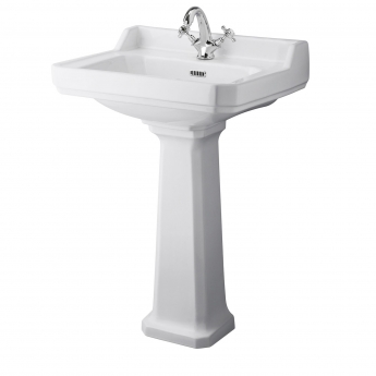 Hudson Reed Richmond Basin with Full Pedestal 595mm Wide - 1 Tap Hole