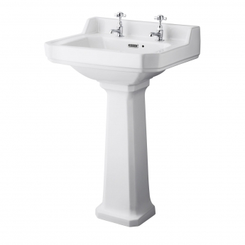 Hudson Reed Richmond Basin with Full Pedestal 560mm Wide - 2 Tap Hole