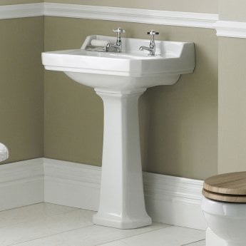 Hudson Reed Richmond Basin with Full Pedestal 500mm Wide - 2 Tap Hole
