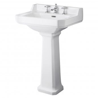 Hudson Reed Richmond Basin with Full Pedestal 600mm Wide - 3 Tap Hole