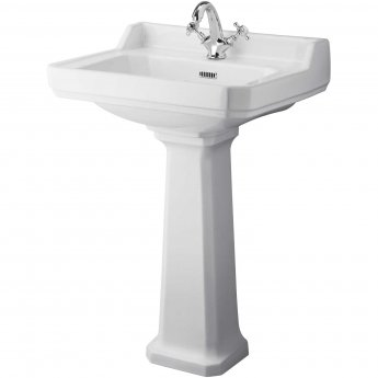Hudson Reed Richmond Basin and Comfort Height Full Pedestal 600mm Wide - 1 Tap Hole